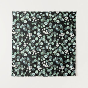 Eucalyptusbladeren: Witte Bloemen Patroon Wandkleed
