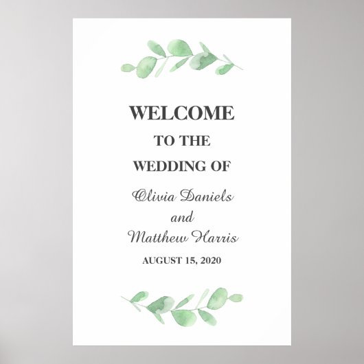 Eucalyptusbladeren. Woodland gewoon bruiloft Welko Poster (Voorkant)