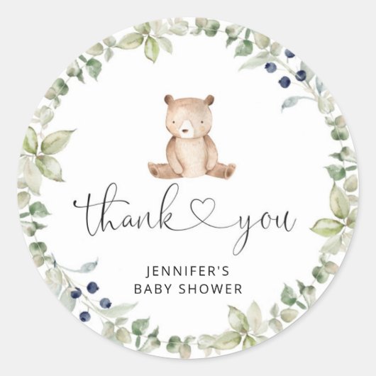 Eucalyptusbladertje beer ronde sticker (Voorkant)