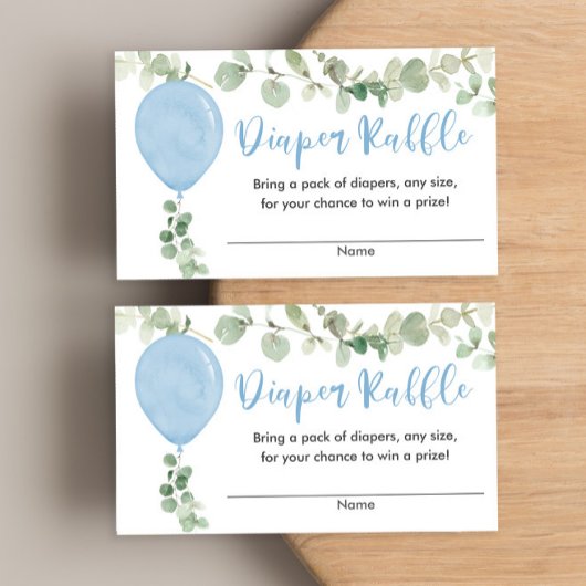 Eucalyptusblauw ballonvaarddoperhandel baby shower informatiekaartje