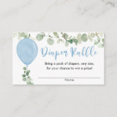Eucalyptusblauw ballonvaarddoperhandel baby shower informatiekaartje (Voorkant)