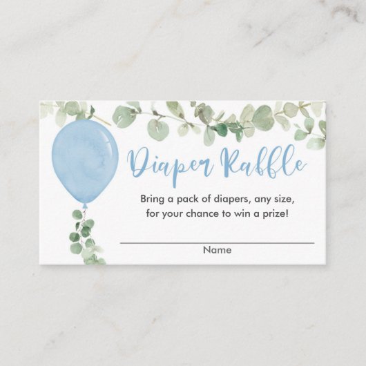 Eucalyptusblauw ballonvaarddoperhandel baby shower informatiekaartje (Voorkant)