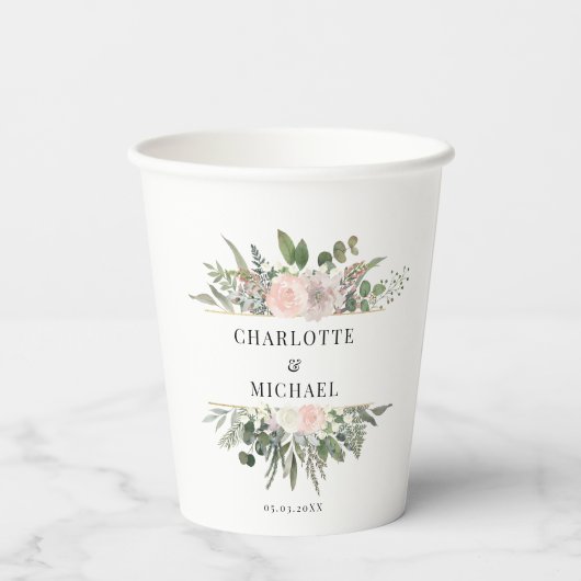 Eucalyptusbloembruiloften Papieren Bekers (Achterkant)