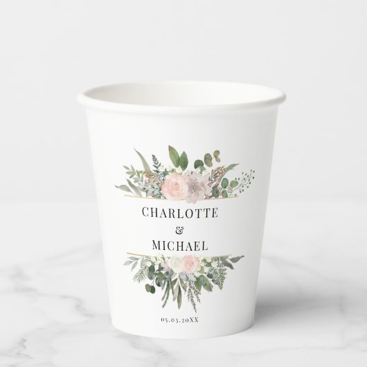 Eucalyptusbloembruiloften Papieren Bekers (Voorkant)