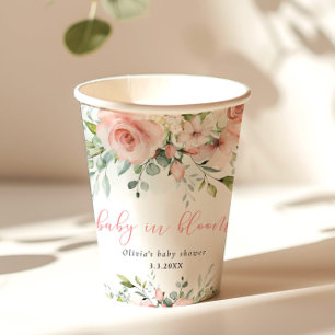 Eucalyptusblos florale baby in bloei baby shower papieren bekers