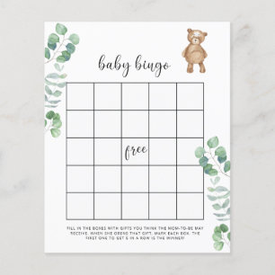 Eucalyptusbos Baby shower bingo game