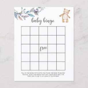 Eucalyptusbos Baby shower bingo game