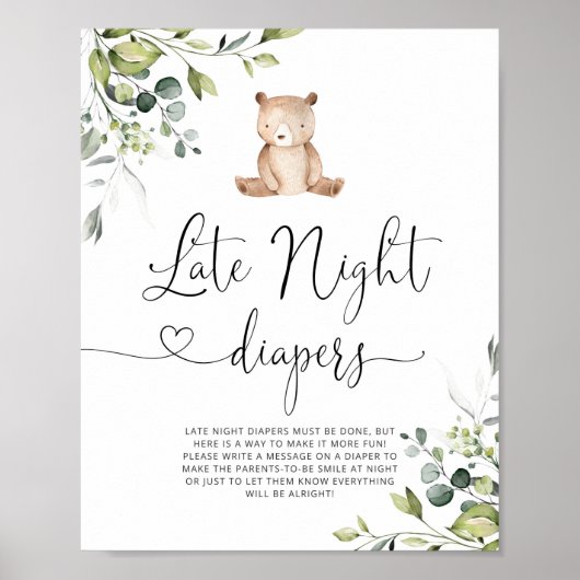 Eucalyptusbos Beer Late night diapers Poster (Voorkant)