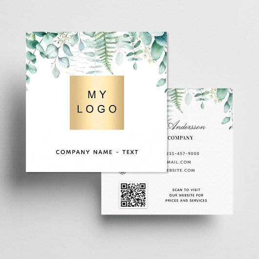 Eucalyptusbos met fern QR-code logo Vierkante Visitekaartje