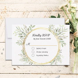 EucalyptusBotanische Gold Lijst RSVP-responsratio  RSVP Kaartje