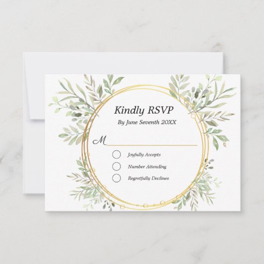 EucalyptusBotanische Gold Lijst RSVP-responsratio RSVP Kaartje (Voorkant)