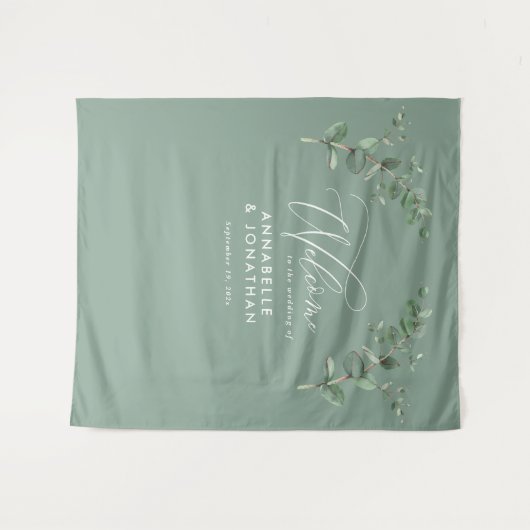 Eucalyptusbotanische sage van het huwelijk wandkleed (Voorkant (horizontaal))