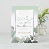 Eucalyptusbruiloft met een stoffige blauwe groene  kaart (Staand voorkant)