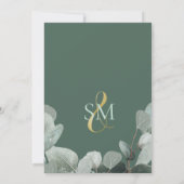 Eucalyptusbruiloft met een stoffige blauwe groene  kaart (Achterkant)