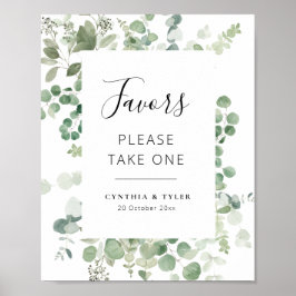 eucalyptusbruiloft met zwart script bevoordeelt po poster