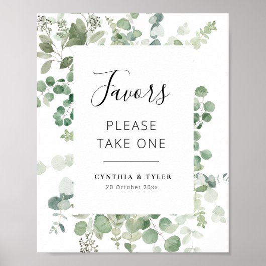 eucalyptusbruiloft met zwart script bevoordeelt po poster (Voorkant)