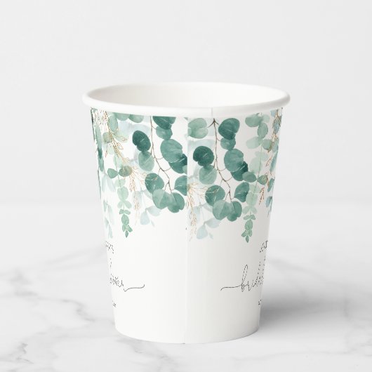 Eucalyptusbruine vrijgezellenfeest papieren bekers (Rechts)