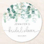 Eucalyptusbruine vrijgezellenfeest ronde kartonnen onderzetter (Voorkant)