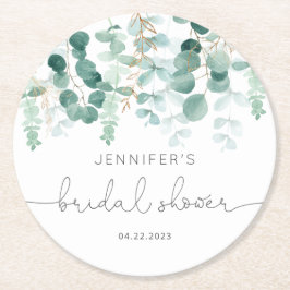 Eucalyptusbruine vrijgezellenfeest ronde kartonnen onderzetter