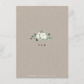 Eucalyptusbruine witte florale bruiloft informatiekaartje (Achterkant)