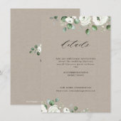 Eucalyptusbruine witte florale bruiloft informatiekaartje (Voorkant / Achterkant)