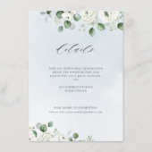 Eucalyptusbruine witte florale bruiloft informatiekaartje (Voorkant)