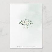 Eucalyptusbruine witte florale bruiloft informatiekaartje (Achterkant)