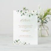 Eucalyptusbruine witte florale bruiloft informatiekaartje (Staand voorkant)