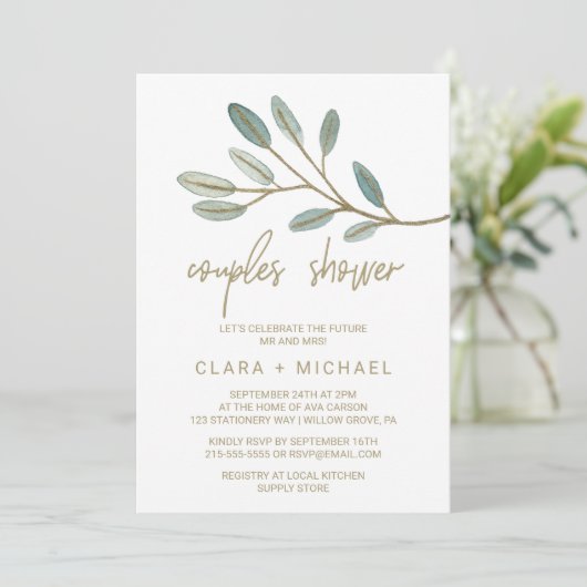 Eucalyptuscoupons met goudzegen kaart (Staand voorkant)