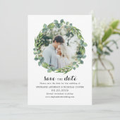 Eucalyptusfoto slaat de datum op save the date (Staand voorkant)