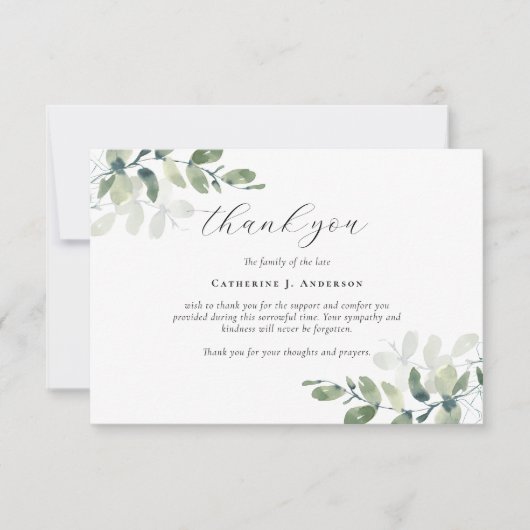 Eucalyptusfoto Sympathy Funeral Memorial Bedankkaart (Voorkant)