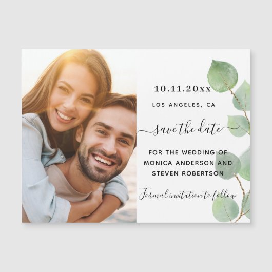 Eucalyptusfotobruiloft Save the Date magnet