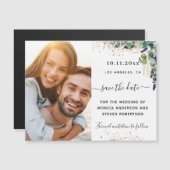 Eucalyptusfotobruiloft Save the Date magnet (Voorkant / Achterkant)