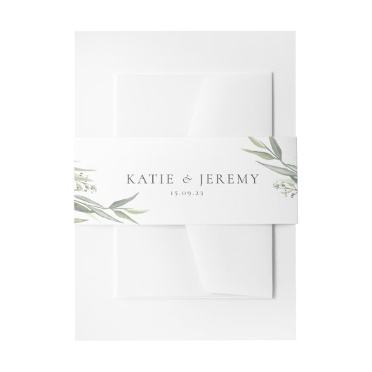 Eucalyptusgom laat groen achter uitnodigingen wikkel (Voorkant Voorbeeld)