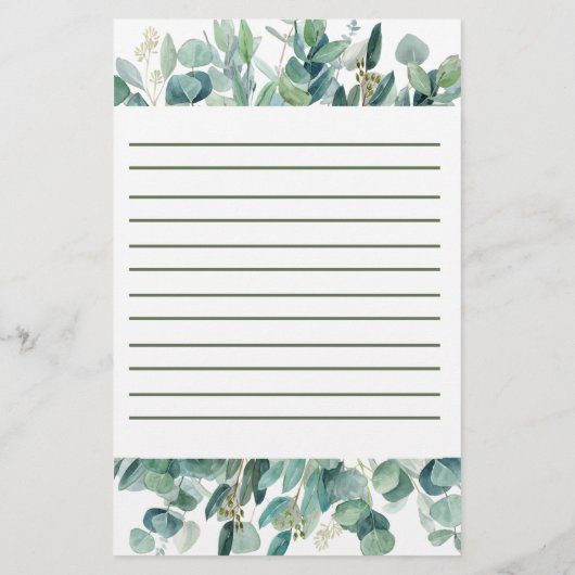 Eucalyptusgrens gepersonaliseerd briefpapier (Achterkant)