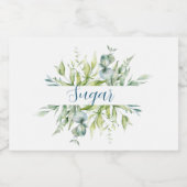 Eucalyptusgroen, aquarel bladeren voedselcontainer etiket (Enkel label)