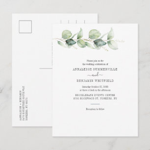 Eucalyptusgroen blad botanische bruiloft uitnodiging briefkaart
