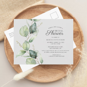 Eucalyptusgroen Blad Bruiloftdouche Uitnodiging Briefkaart