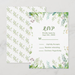 Eucalyptusgroen blad trouwdetails RSVP kaartje