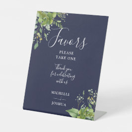Eucalyptusgroen Botanisch Navyblauw Favorieten Reclamebord Met Voetstuk