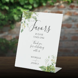 Eucalyptusgroen Botanische Elegante Favorieten Reclamebord Met Voetstuk