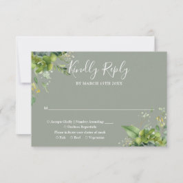 Eucalyptusgroen Botanische Salie Groene Trouwdag RSVP Kaartje