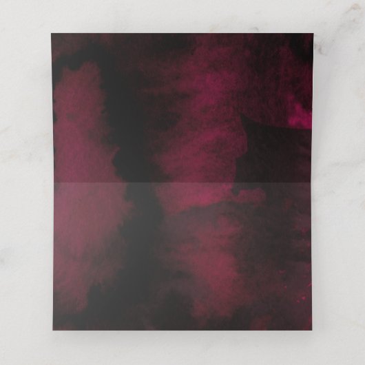 Eucalyptusgroen | Bourgondische rode bloemenbruilo Plaatskaartje (Binnenkant ongevouwen)