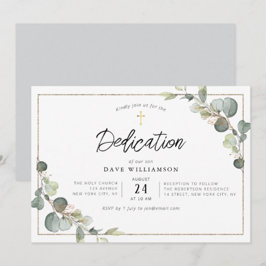 eucalyptusgroen elegante kaderwijding kaart (Voorkant / Achterkant)