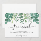 Eucalyptusgroen Ik ben verhuisd Aankondiging (Voorkant / Achterkant)