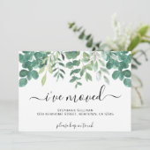 Eucalyptusgroen Ik ben verhuisd Aankondiging (Staand voorkant)