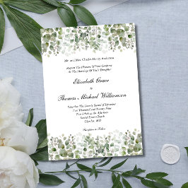 Eucalyptusgroen Klassieke Elegante Formele Trouwda Kaart