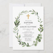 Eucalyptusgroen laat eenvoudige doop achter kaart (Voorkant)