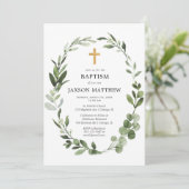 Eucalyptusgroen laat eenvoudige doop achter kaart (Staand voorkant)