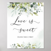 Eucalyptusgroen Liefde is zoet Poster (Voorkant)